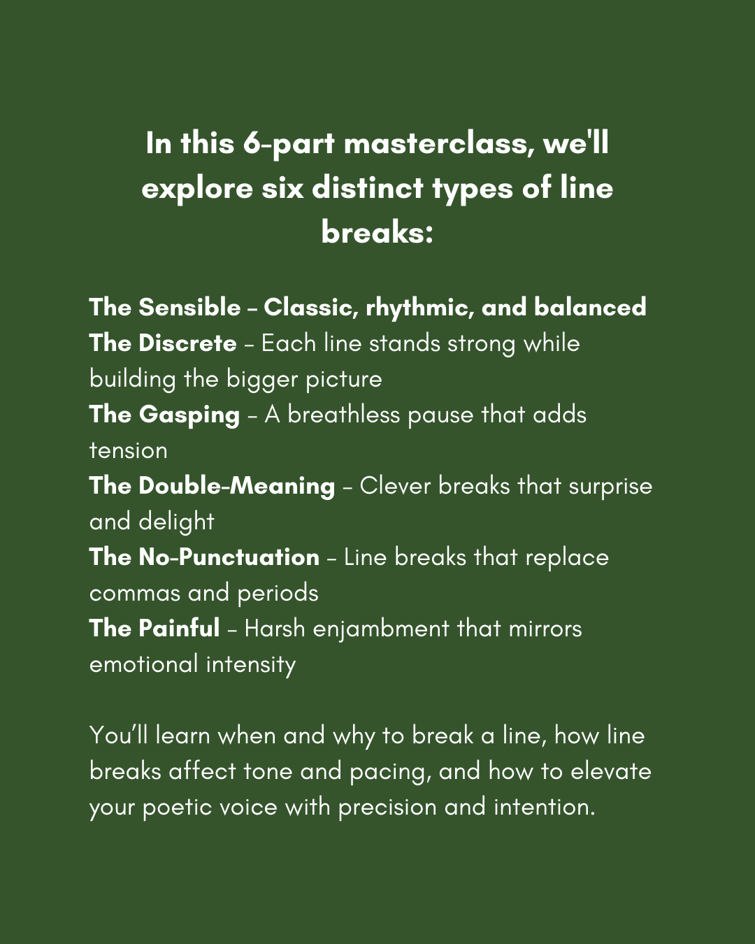 A Masterclass in Line Breaks