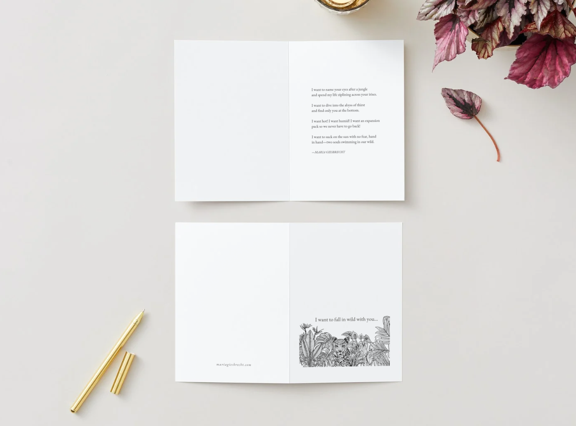 "I want to fall in wild with you" poetry card