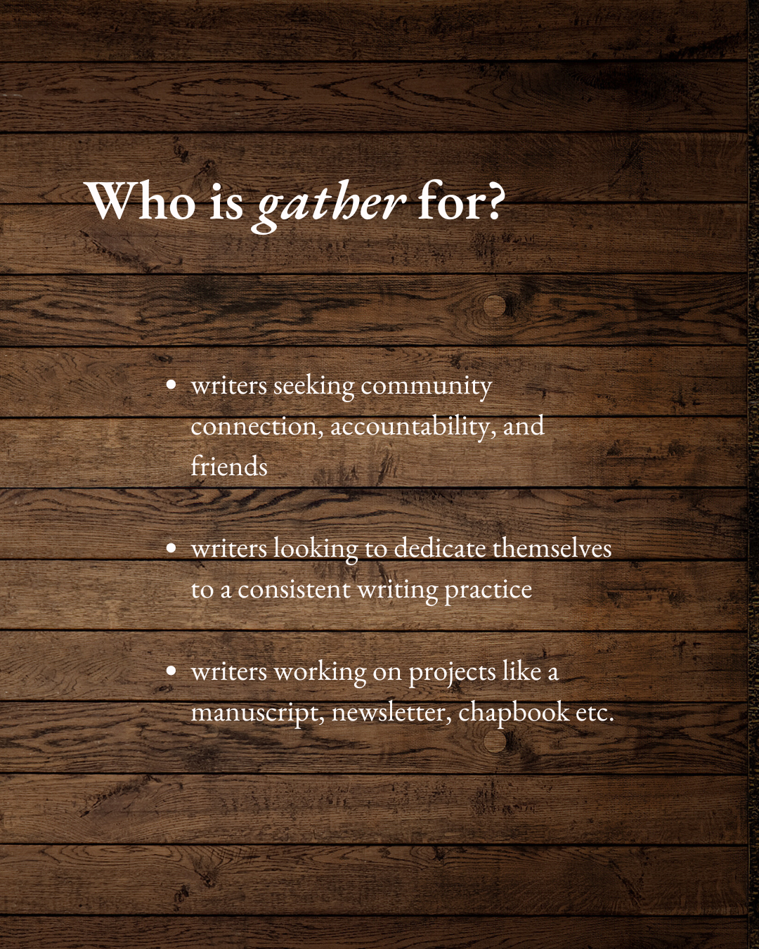 Gather—An 8-Week Writing Table
