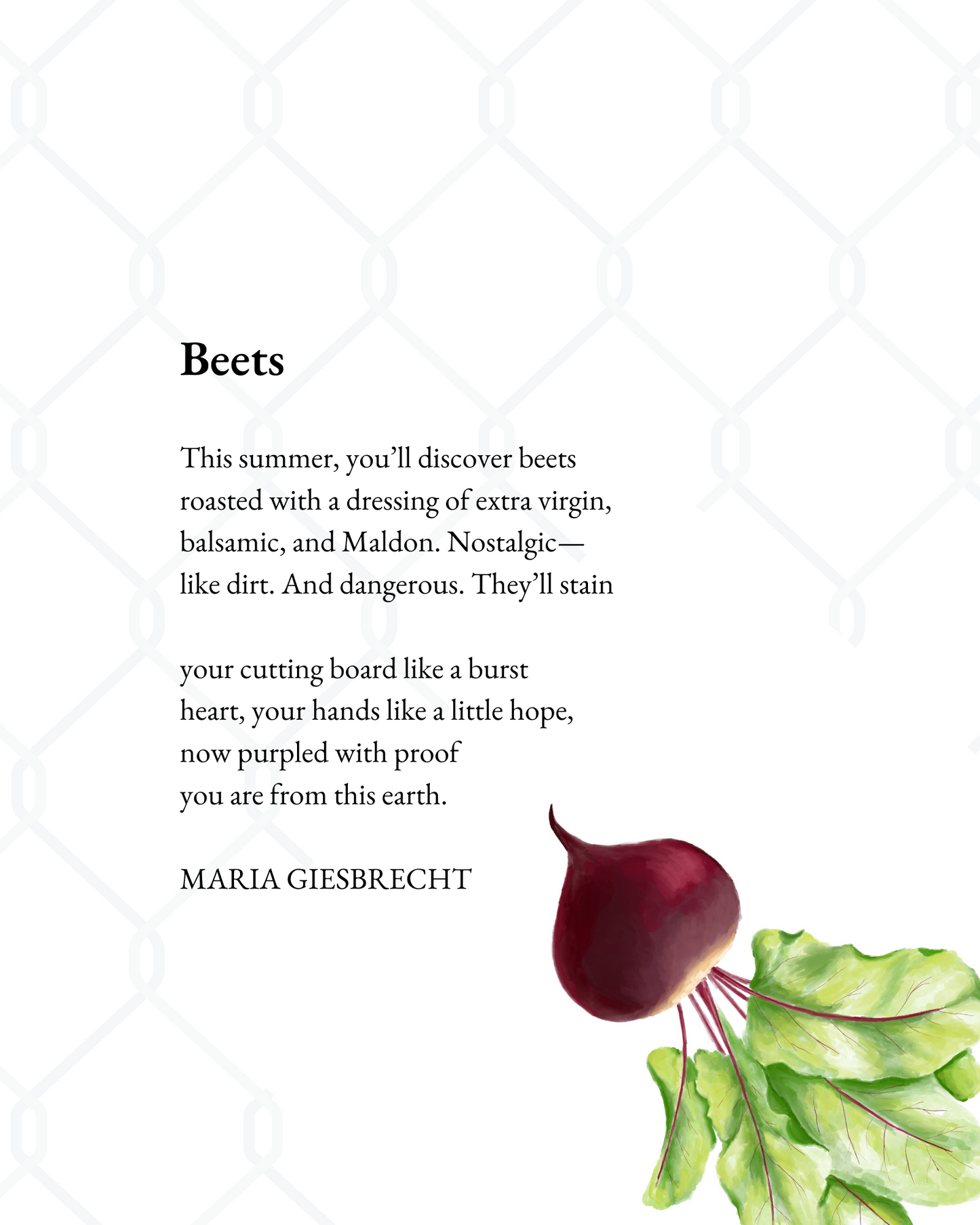 "Beets" poetry print