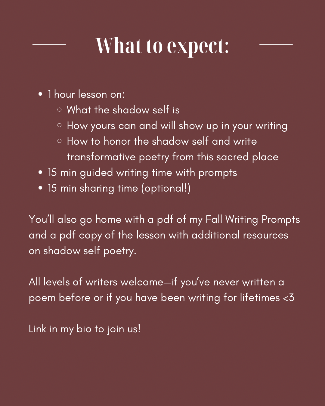 Writing from the Shadow Self Workshop