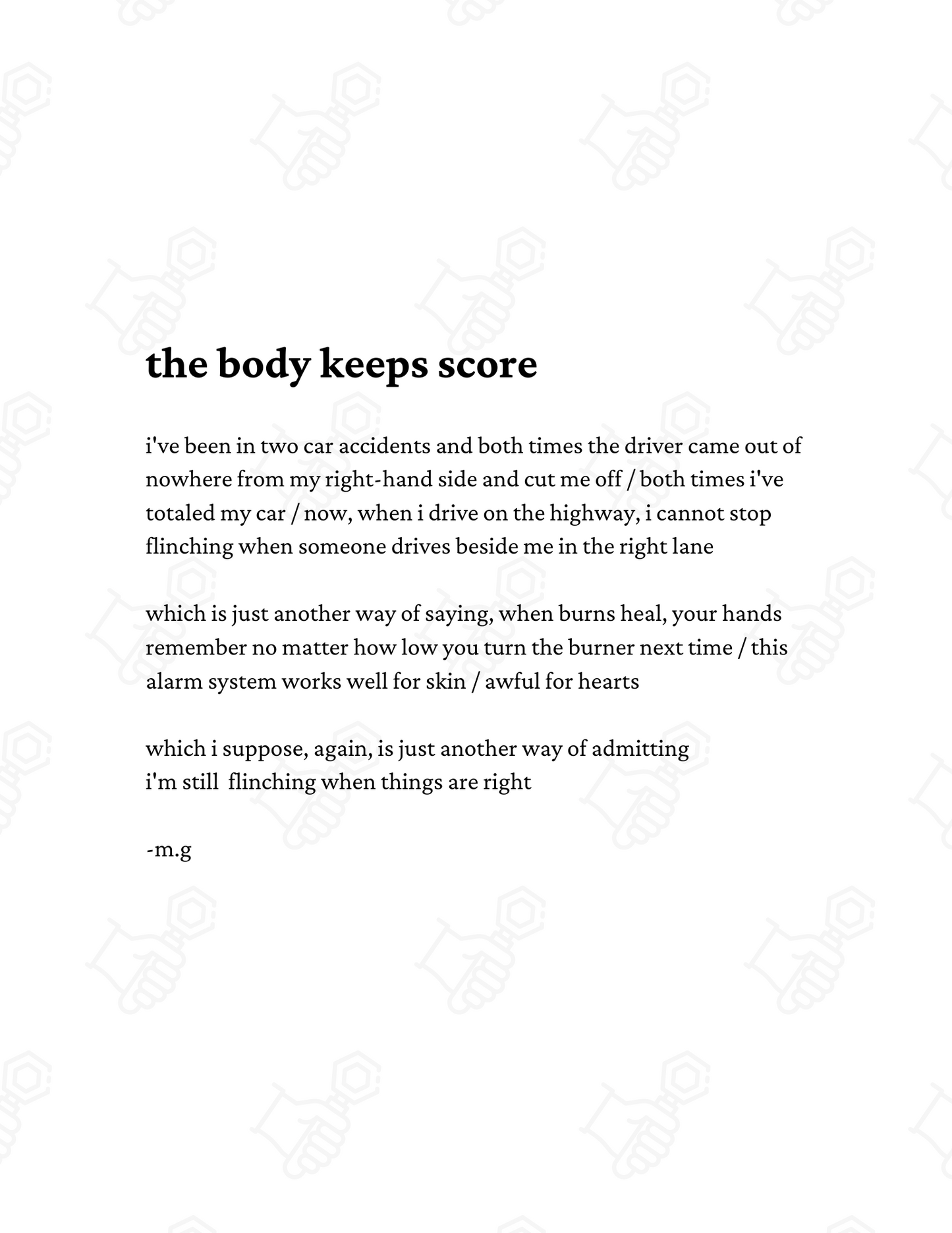 The Body Keeps Score -  Poetry Wall Art