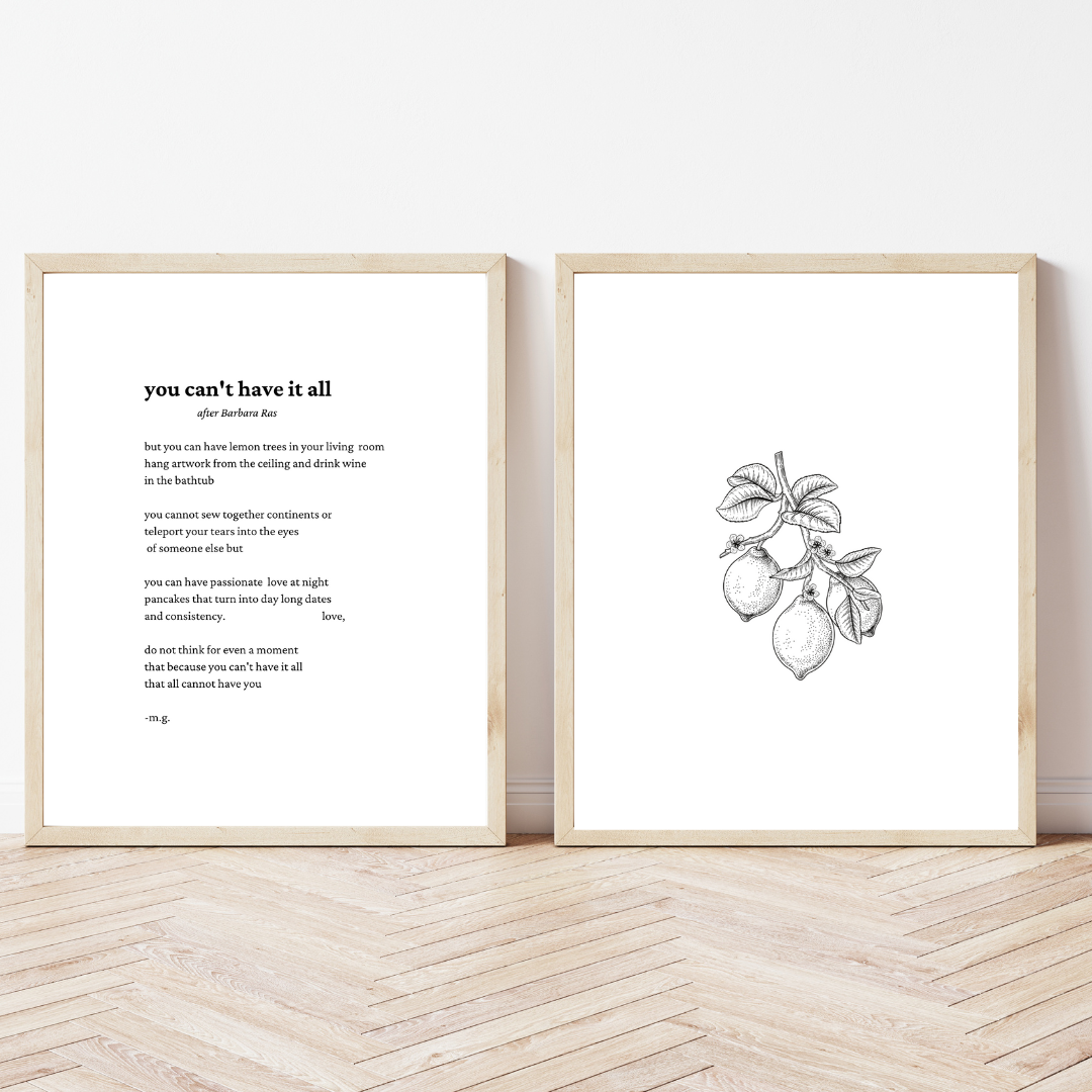 Lemon Poetry Print Set Décor Wall Art
